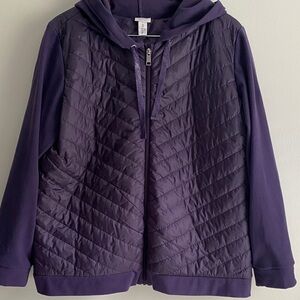 Chico's Weekends Purple Lightweight Hooded  Quilted Jacket Size 3